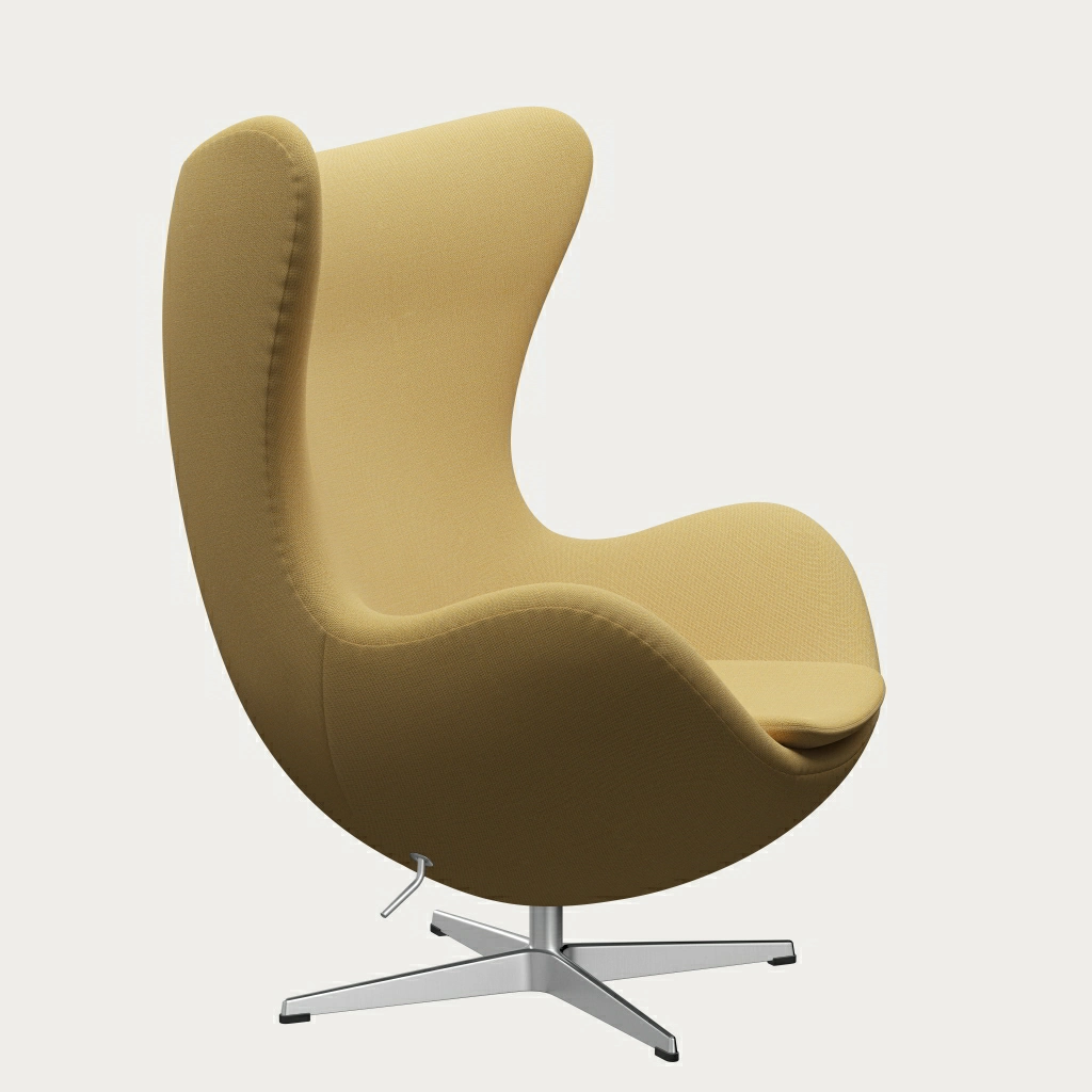Egg Lounge Chair 3316, Upholstery: Christianshavn Yellow, Star base: Aluminium Brushed