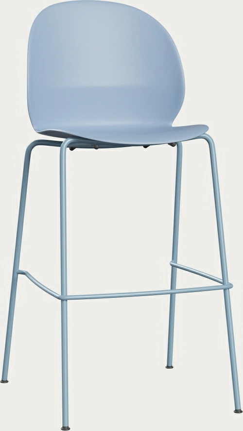 Light blue bar-height chair with metal frame