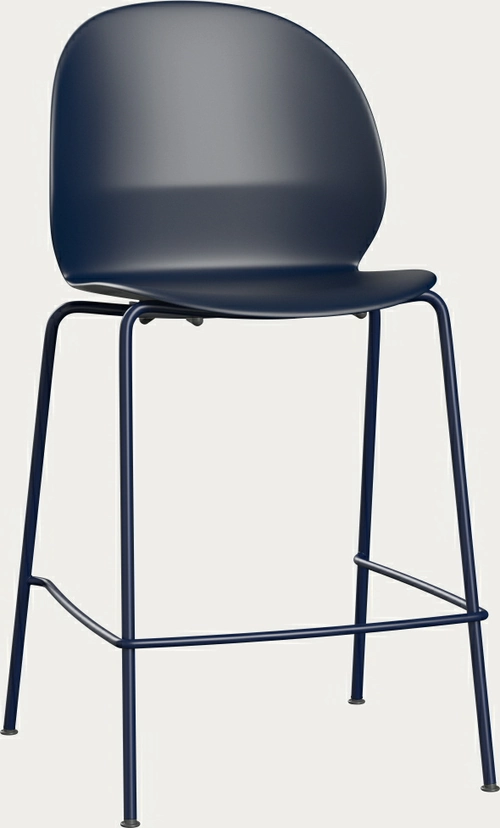 N02 chair with dark blue seat and high metal frame